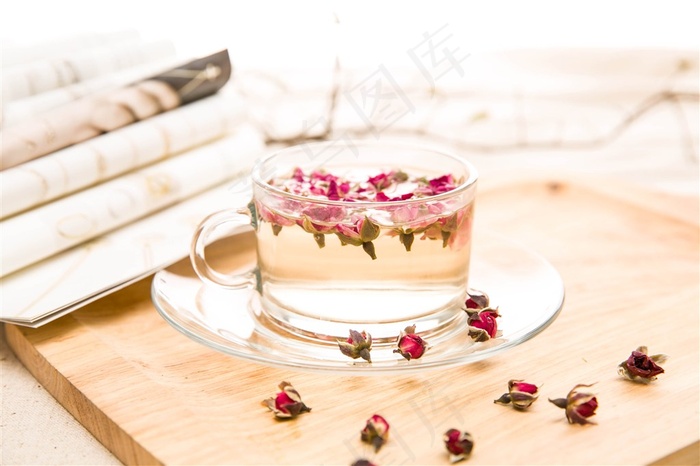 金边玫瑰花冠茶饼摄影