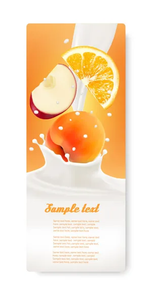 黄桃苹果片橙子片水果牛奶不干胶标签瓶贴纸-01