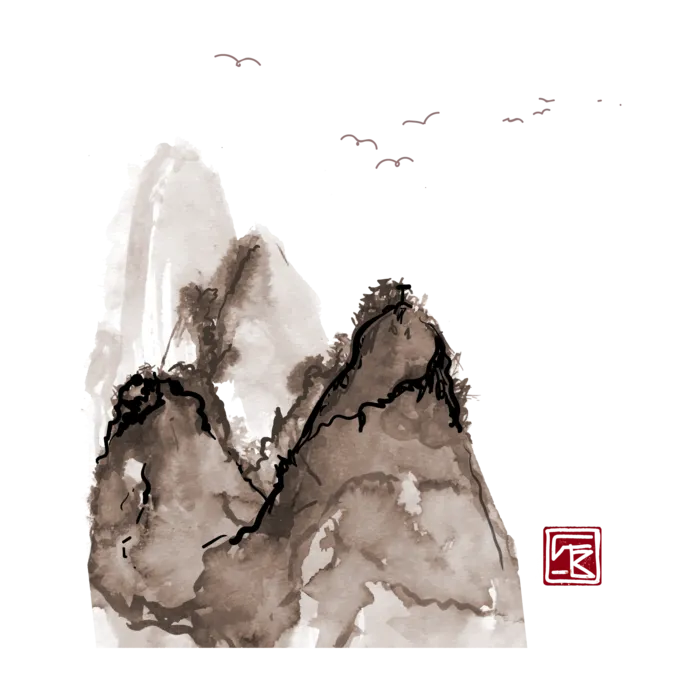 山水画素材中国风水墨画素材元素中国画