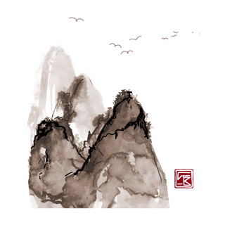 山水画素材中国风水墨画素材元素中国画