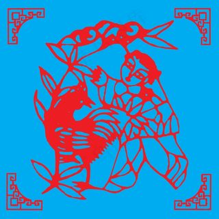 鸡年剪纸 剪纸风元素