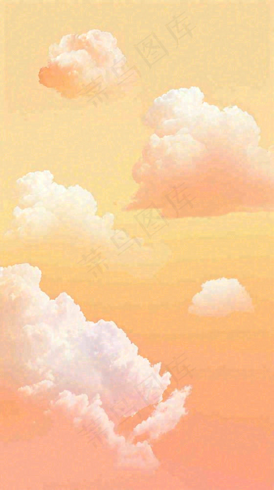 橙色渐变落日天空白云简约扁平手绘背景