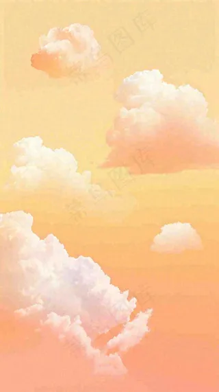 橙色渐变落日天空白云简约扁平手绘背景