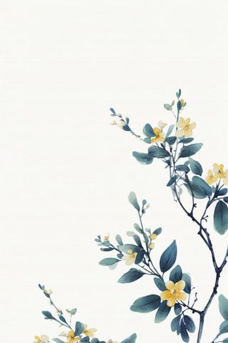 中国风简约淡雅蓝色枝叶背景