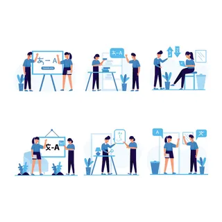 扁平化人物场景办公互联网等距ai矢量设计网页海报UI素材插画