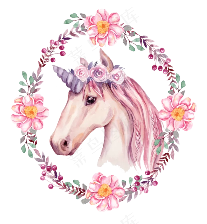 独角兽带花环像