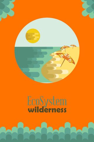 自然风景动物植物扁平矢量插画