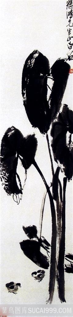 国画名家作品-齐白石的芋头小鸡