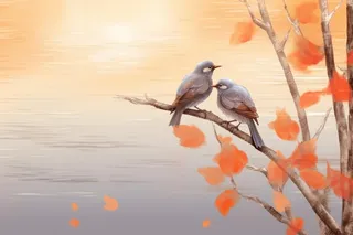 秋季落叶简约清新淡雅背景