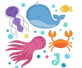 3卡通海洋动物