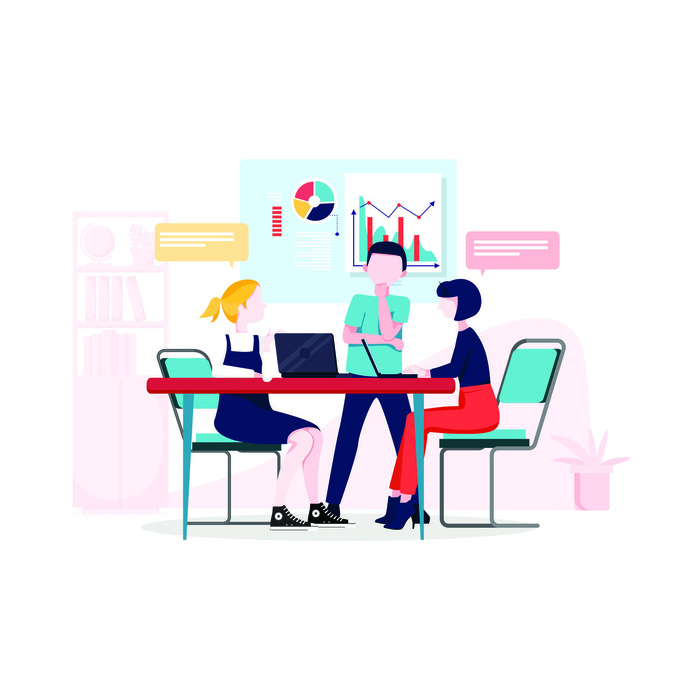 扁平化人物场景办公互联网等距ai矢量设计网页海报UI素材插画