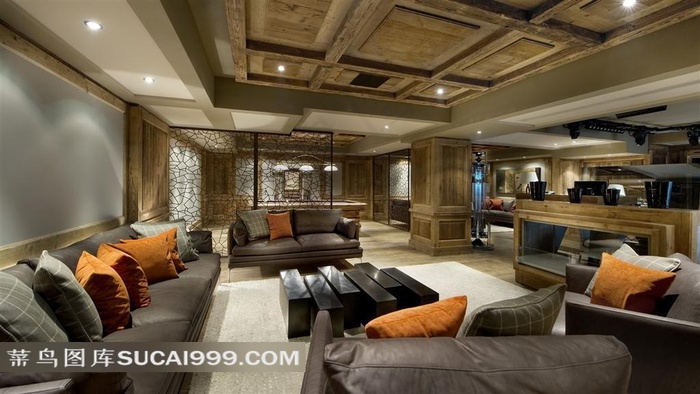 实木原木装修的豪宅图片