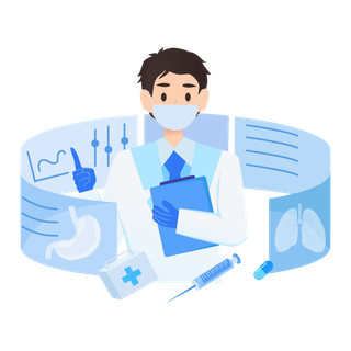 男医生看诊断结果