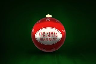 圣诞节红色球蓝色样机