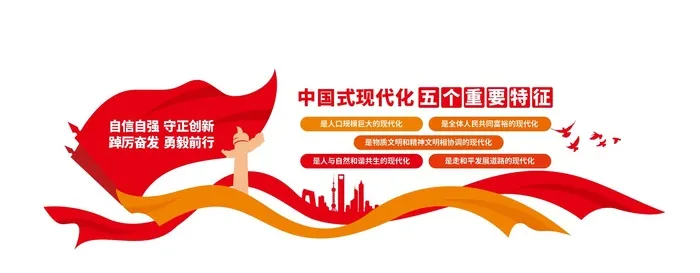 中国式现代化五个重要特征党建文化墙cdr矢量模版下载