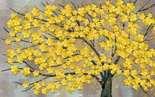 3d金色一大树梅花背景