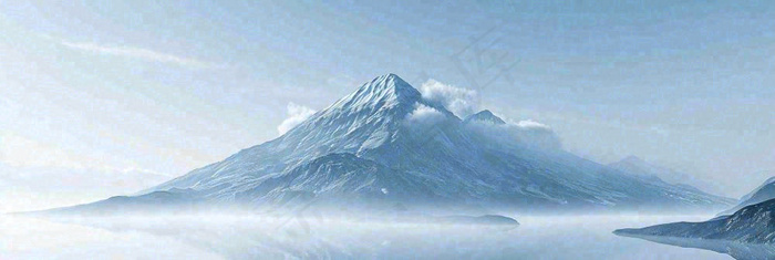 高山云层冰山雪山云雾意境，自然风景摄影图(1904x640)