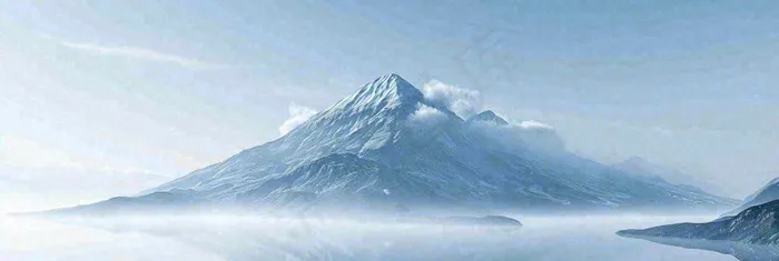 高山云层冰山雪山云雾意境，自然风景摄影图(1904x640)