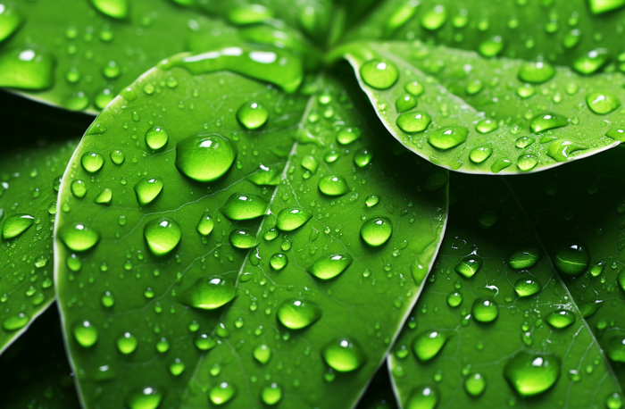 下雨天绿叶植物上的雨水雨滴摄影图(4032x2640)