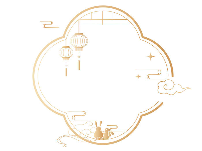 复古线条中秋国潮边框线性素材