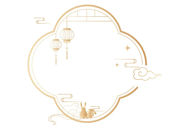复古线条中秋国潮边框线性素材psd模版下载