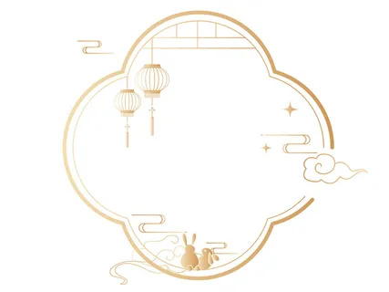 复古线条中秋国潮边框线性素材