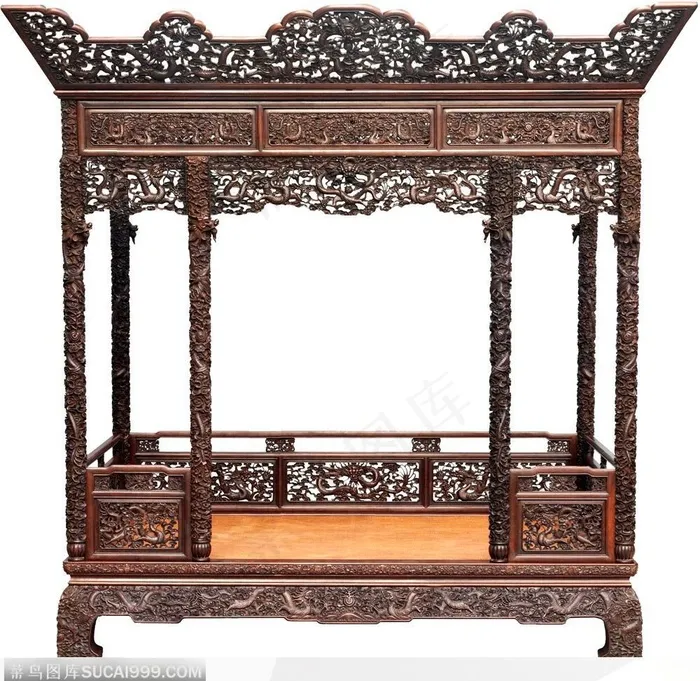 中华传统工艺品-雕刻精美床