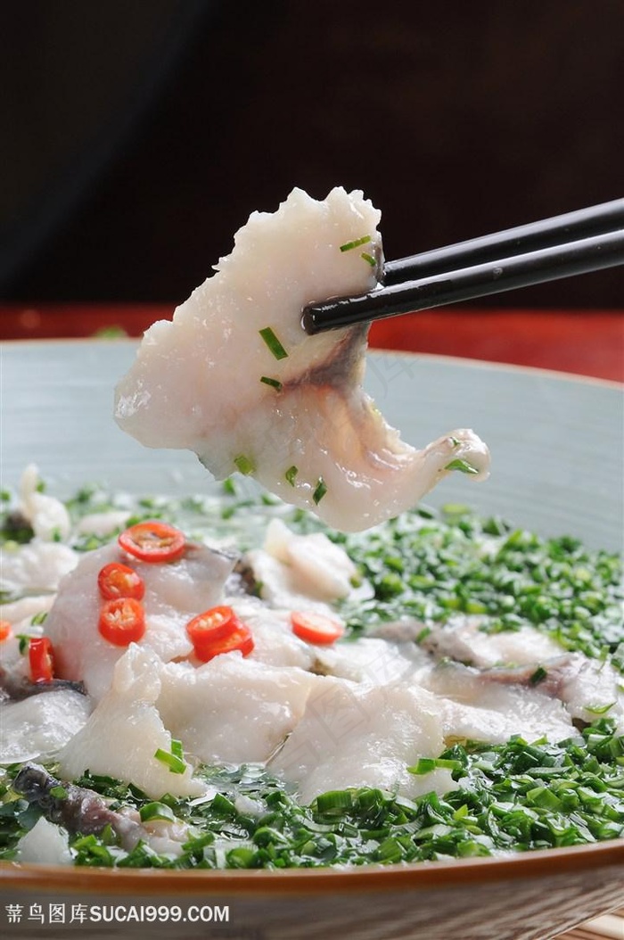 韭香鱼片中华美食摄影图