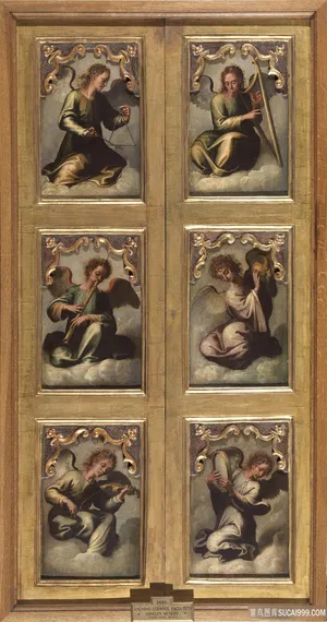 窗户图案人物油画