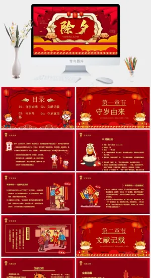 红色营销中国风PPT模板预览图