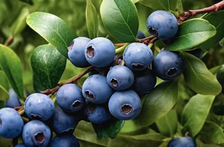 一束蓝莓的特写的摄影图