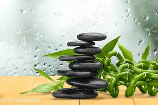 鹅卵石按摩石spa高清图片