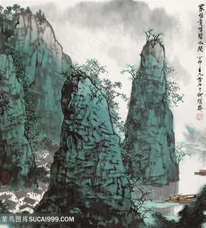 巍峨山脉水墨艺术挂画