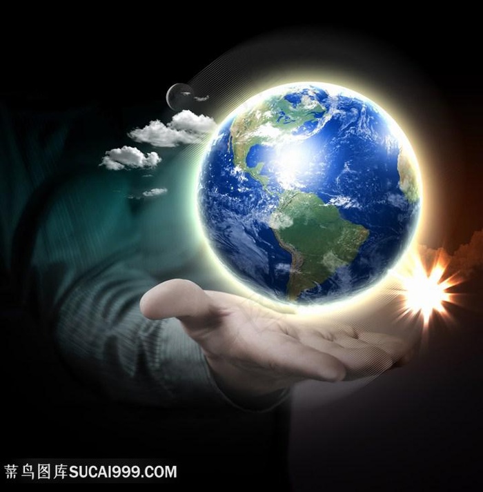 高清生态环保手捧地球创意图片