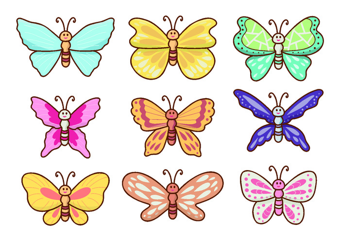 春天蝴蝶昆虫元素插画