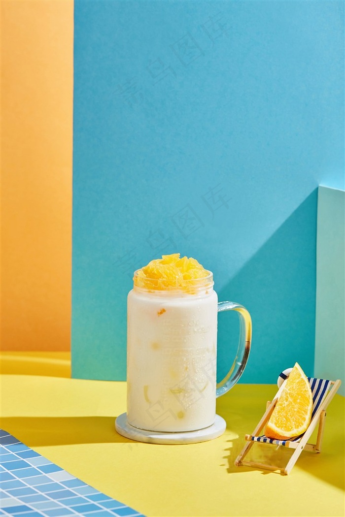 鲜橙冻奶茶冷饮图片