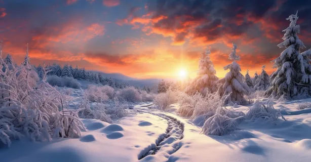 茫茫的雪原日落夕阳普照摄影图 茫茫的雪原日落夕阳普照摄影图