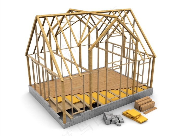 木结构建筑物高清图片
