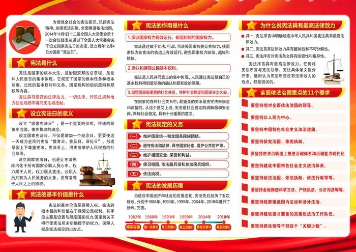 红色 宪法 折页psd模版下载