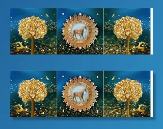 创造三联金色动物装饰