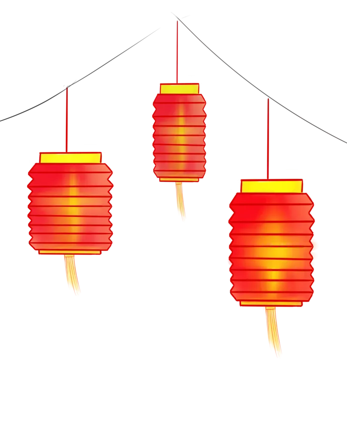 卡通手绘灯笼中秋节元宵节花灯新年海报元素PNG免扣PS素材