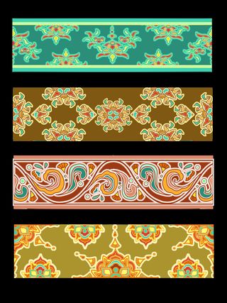 复古中式国潮风敦煌花纹装饰图案花卉藻井肌理圆形边框素材