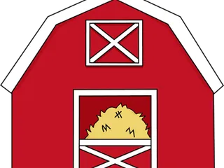 红色农村仓库卡通现代农业素材