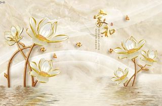 雕塑钻石大理石花卉背景墙