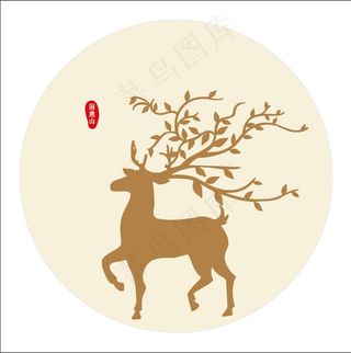 鹿 装饰画 圆