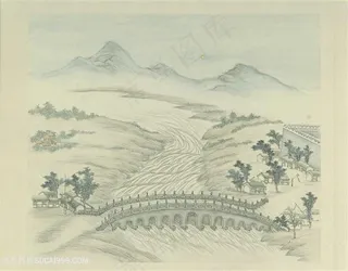 清代张若澄作品燕山八景之卢沟晓月国画图片