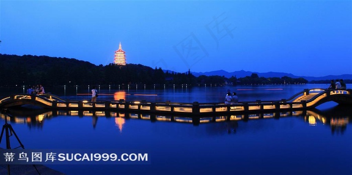 美丽的西湖夜景素材