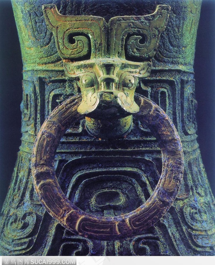 传统工艺品-兽头花纹特写