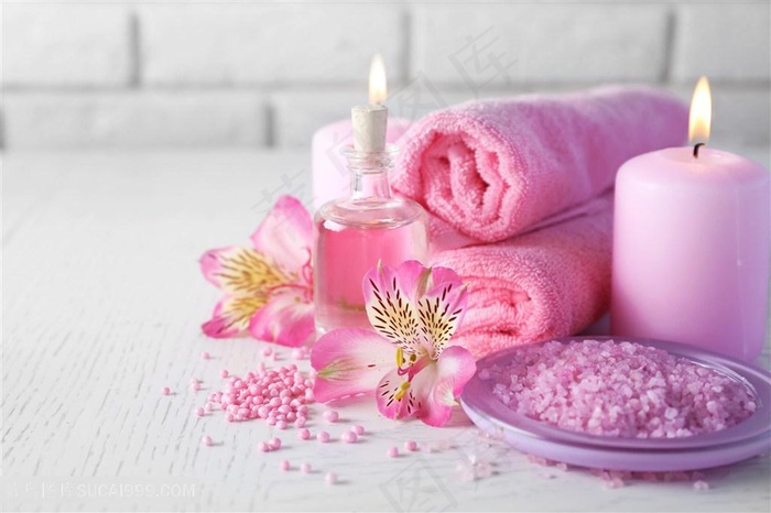 粉色spa用品高清图片