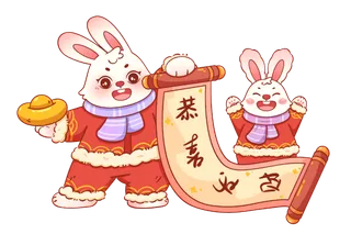 拜年的兔子免扣png